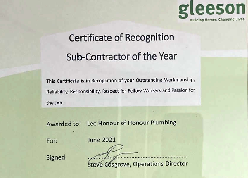 Gleeson Homes Contractor of the Year 2021